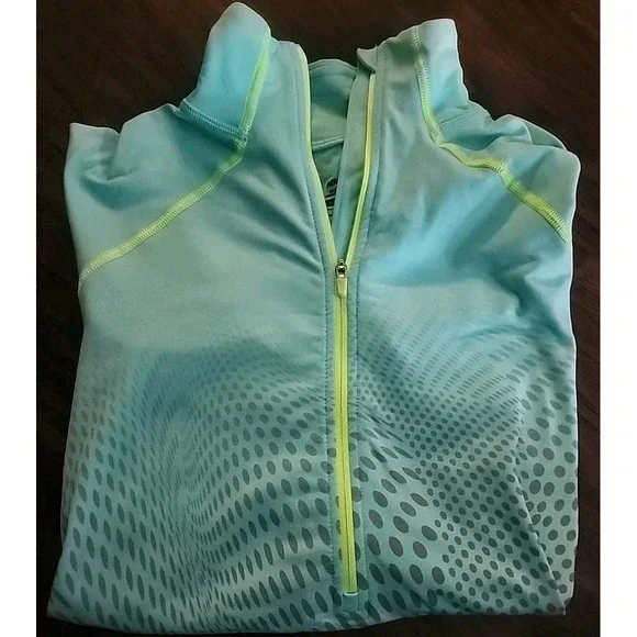 Nike Pro 1/4 Zip Pullover Long Sleeve Jacket Green Polka Dot Womens Medium - Picture 1 of 8